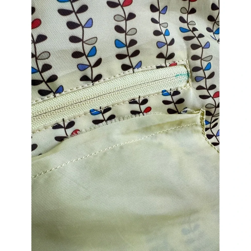 Vintage Sage Green Canvas Flower Tote Bag Brown Suede Trim‎ Y2K Aesthetic